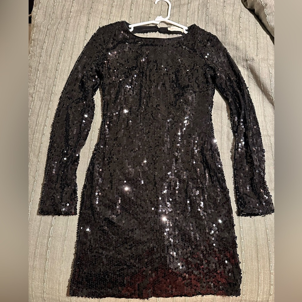 Black Sequin Peep Back Alter’d State Dress